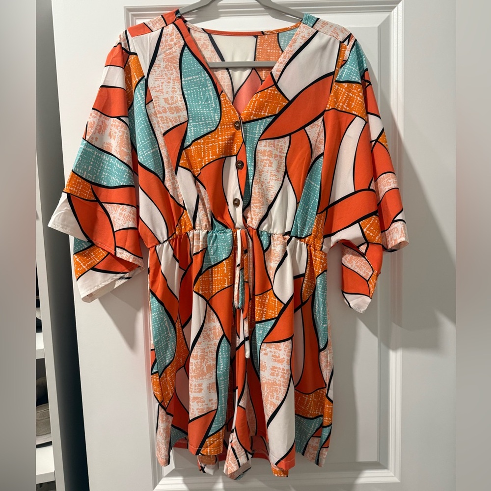 Colorful Geometric Print Romper